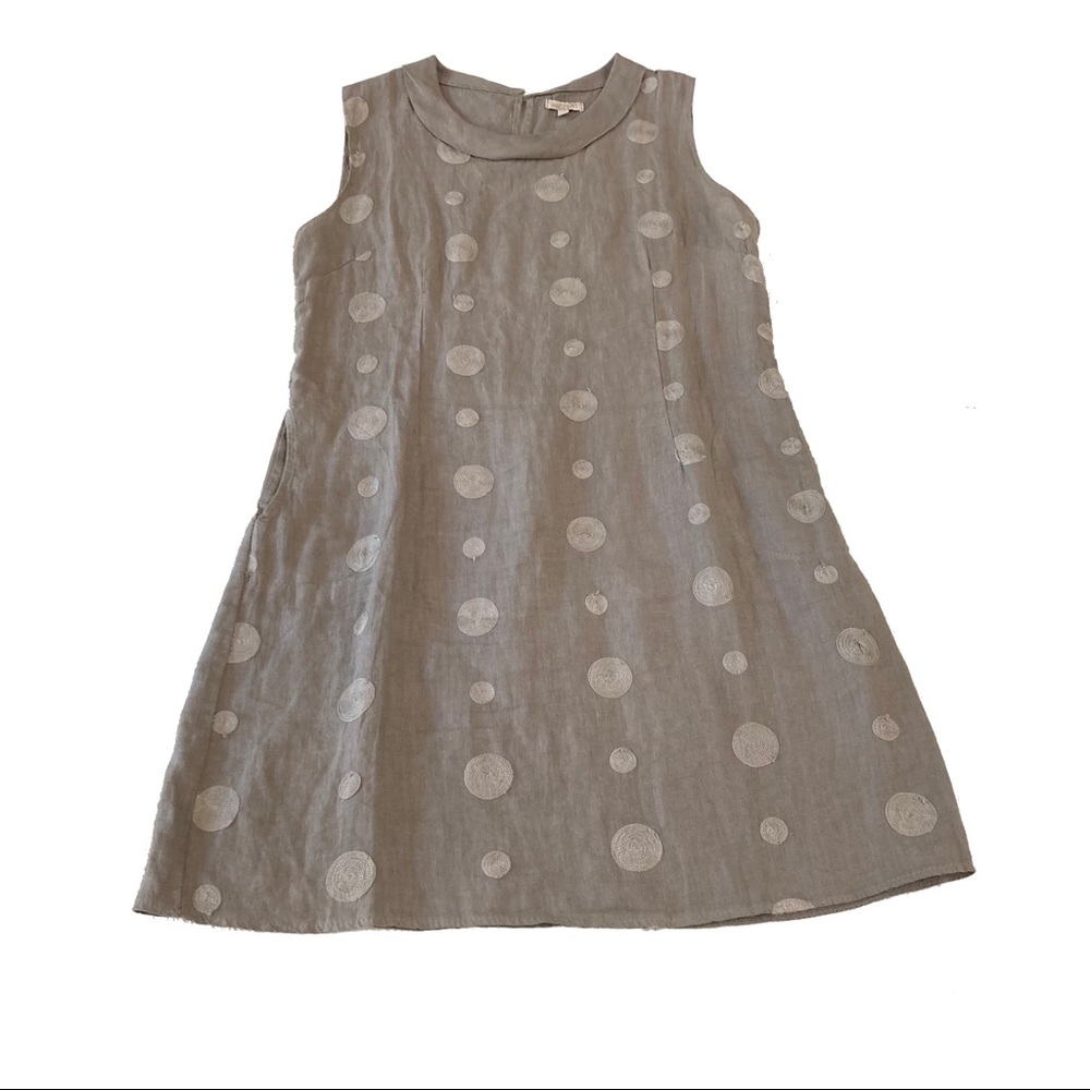 Lina Tomei Linen Neutral Shift Dress Size L Italy